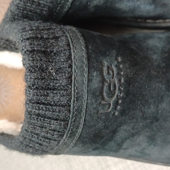 UGG Australia Wedge Heeled Shearling Lined Clogs Black Suede Size 9 - Picture 4 of 15